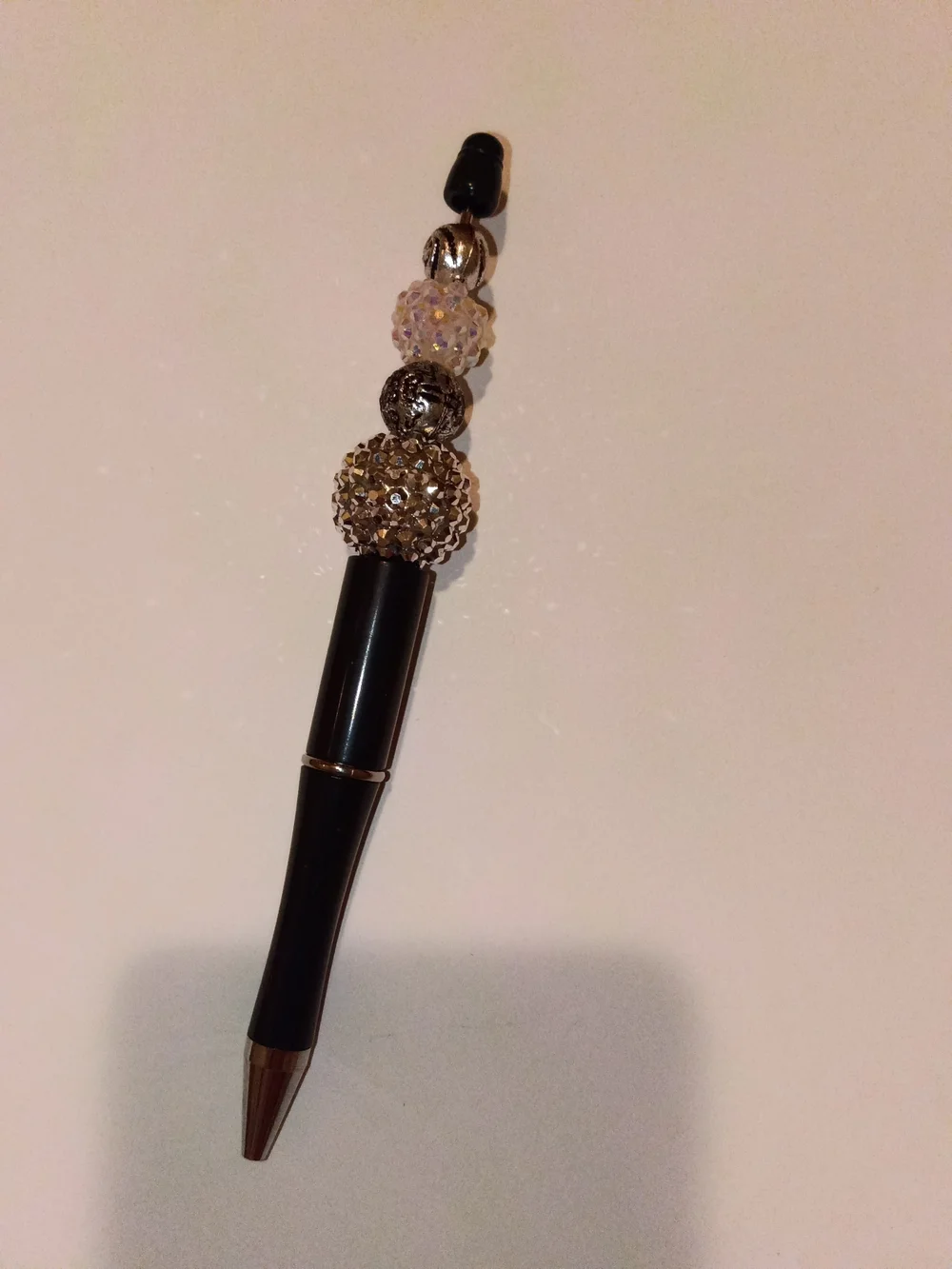 Black and Gold Beaded Charm Pen